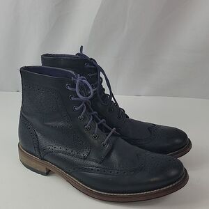 Ted Baker Derby Brogue Black Leather Men's Boots